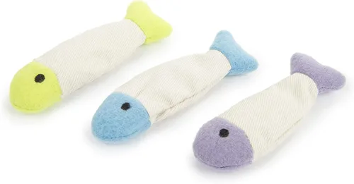 Vista 2 de SmartyKat (3 unidades) Juguetes rugosos de menta gatuna Fish Flop - Multi Color, 3
