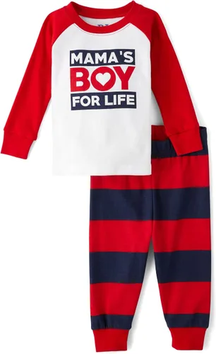 Vista 9 de The Children's Place - Conjunto de pijama de manga larga con botones para bebé niño, ajustado, 100% algodón, 2 piezas