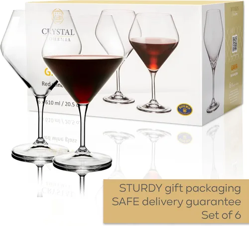 Vista 6 de Juego de 6 copas de vino tinto de 20 onzas, modernas y elegantes, auténticas copas de vino checo sin plomo duraderas