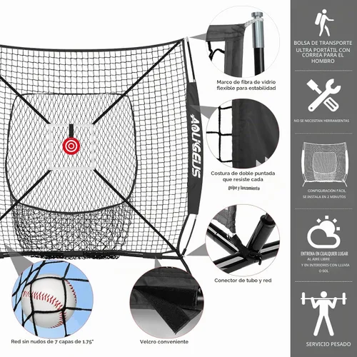 Vista 2 de 6'x6' Baseball Softball Practice Net with Strike Zone Target