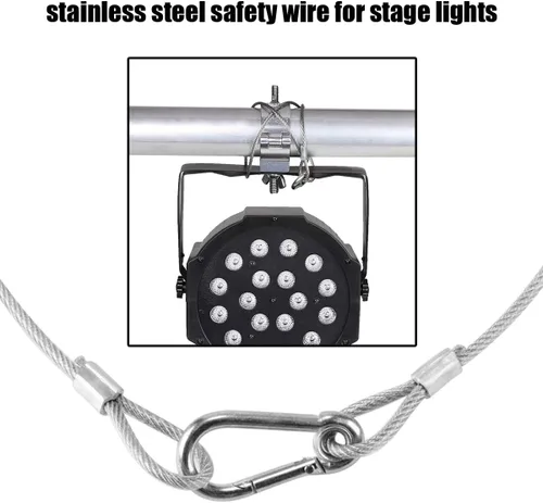 Vista 4 de Cable de seguridad para luces de escenario, 110 libras, 176 libras, cuerda de seguridad de acero inoxidable de 31.5 pulgadas para iluminación