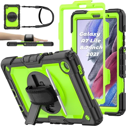 Vista 13 de Funda para tablet Samsung Galaxy Tab A7 Lite de 8,7 pulgadas, color negro Protective with Screen Protector, Rotate Stand, Hand Strap & Pen Holder
