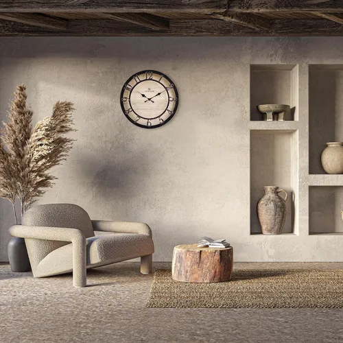 Vista 3 de Lafocuse Reloj de pared negro silencioso de 12 pulgadas, funciona con pilas, reloj de pared de granja para cocina, sala de estar, decoración rústica
