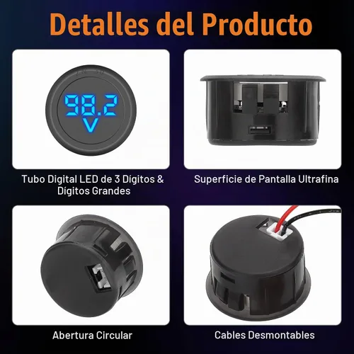 Vista 2 de Linkstyle Medidor de voltaje de 2 piezas CC 12 V 24 V, voltímetro de batería de 4 V-100 V, medidor de voltaje de automóvil, pantalla digital LED