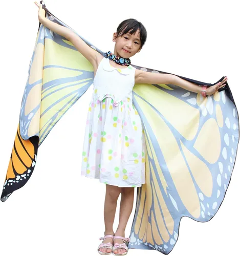 Vista 3 de AWAYTR Chal de alas de mariposa para mujer, capa de hadas para mujer, accesorio de disfraz de Halloween
