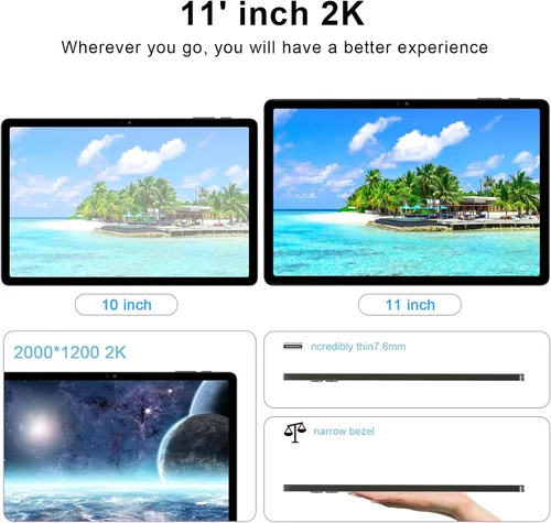 Vista 6 de 2026 - Tableta de 11 pulgadas Gemini ai Android Tablets 18GB RAM 128GB ROM+1TB TF Expand, pantalla 2K, CPU T616, cámara de 23 MP, WiFi 5G, altavoz