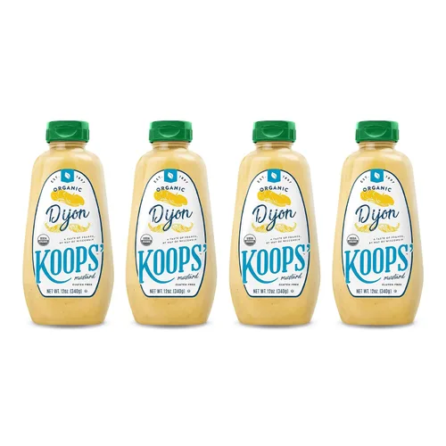 Vista 10 de Koops' Mostaza Dijon orgánica – Condimento Dijon, sin gluten, kosher, sin OMG, salsa de mostaza orgánica certificada por USDA, fabricado