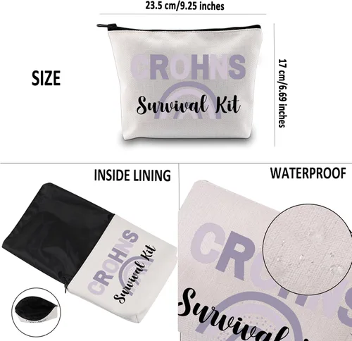 Vista 3 de G2TUP Crohns Disease Concientización Regalo Crohns Survival Kit Bolsa de Maquillaje Colitis Guerrero Bolsa Cosmética Regalo Enfermedad Crónica