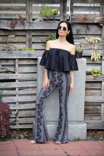 Vista 7 de SATINA - Pantalones palazzo para mujer, leggings acampanados supersuaves con cintura alta, 16