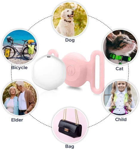 Vista 7 de Rastreador GPS para perros, mini rastreador GPS para mascotas con cubierta de silicona, IPX8 impermeable para niños, sin tarifa mensual, funciona
