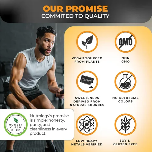 Vista 6 de Nutrology BCAA Natural - Polvo BCAA a base de plantas, sabor a coco naranja, relación optimizada 2:1:1 aminoácidos en polvo para antes