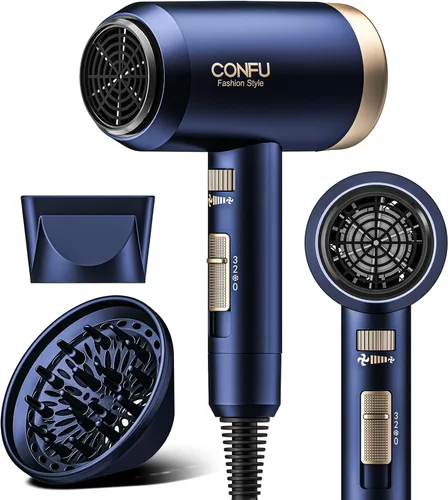 Vista 15 de Secador de pelo, secador de pelo CONFU con difusor, secador de pelo profesional 21000PRM, secador de pelo iónico negativo portátil ligero de secado