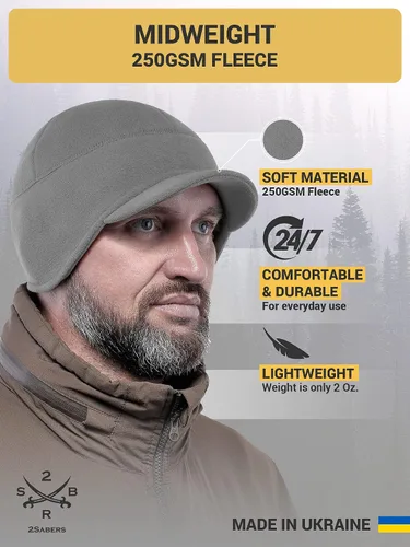 Vista 3 de 2SBR 2SABERS Gorro de invierno de forro polar con visera para hombre y mujer, con orejera, diseño de calavera