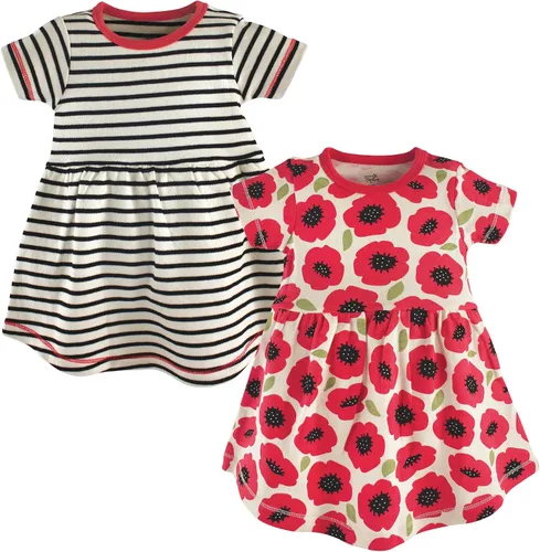 Vista 52 de Touched by Nature - Vestidos de manga corta y manga larga de algodón orgánico para niñas pequeñas, bebés y mujeres Manga larga con flores abstractas