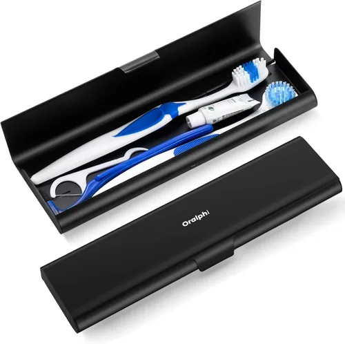 Vista 28 de Estuche de viaje para cepillo de dientes de aluminio, soporte portátil para cepillo de dientes, contenedor resistente para cepillo de dientes manual