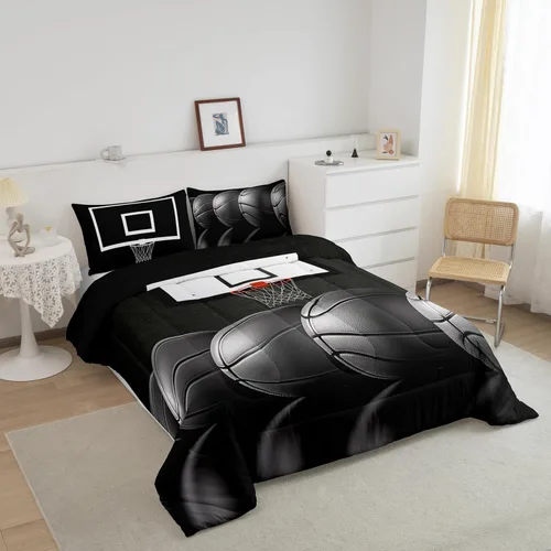 Vista 196 de Juego de ropa de cama de baloncesto para niños y adolescentes, juego de edredón deportivo para niños, tamaño matrimonial, suave, ligero, decoración