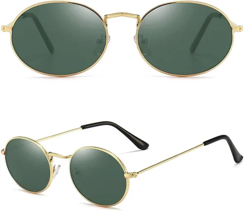 Vista 7 de Dollger Gafas de sol ovaladas para mujer, con marco de metal, antirreflejantes, gafas retro unisex