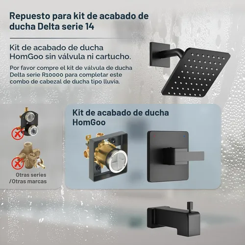 Vista 2 de Kit de recambio para grifo de ducha Delta Serie 14, color negro mate Negro mate 2