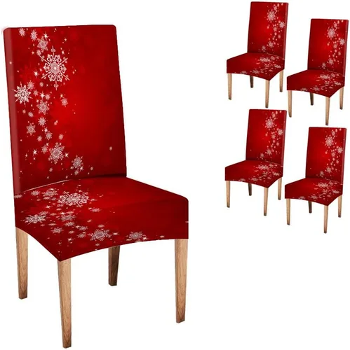 Vista 111 de CAPSCEOLL Christmas Dining Chair Covers,Snowflakes Festive Winter Pattern Stretch Chair Covers for Dining Room Set of 2 Washable Spandex Parson