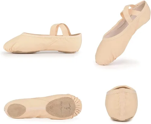 Vista 9 de Zapatos de ballet para mujeres y niñas, zapatos de ballet para mujer, zapatos de baile de lona, zapatos tipo ballet zapatos de yoga.