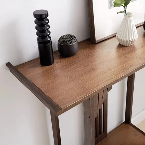 Vista 7 de Gdrasuya10 Mesa de sofá consola de bambú de nogal de 40 pulgadas, mesa de sofá vintage, mesa de consola estrecha y larga, estilo japonés, mesa