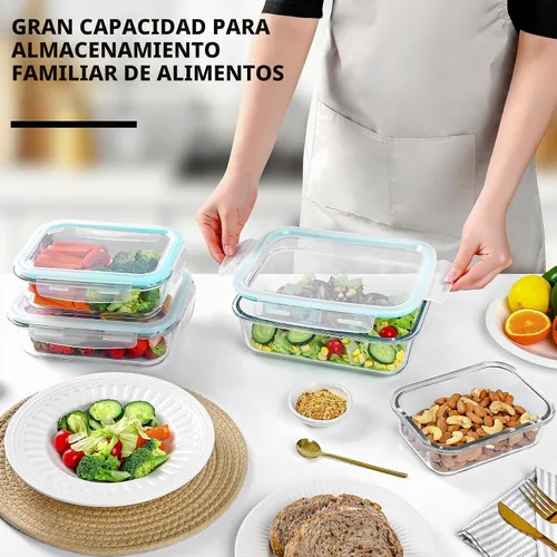 Vista 3 de GEHE Paquete de 4 recipientes grandes de almacenamiento de vidrio con tapas herméticas, recipientes de almacenamiento de alimentos de 78/52/36/22