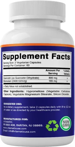 Vista 9 de Vitamatic Quercetina con bromelina – 120 cápsulas vegetarianas – 2