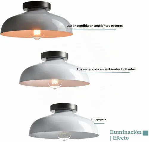 Vista 6 de DIRYZON Lámpara de Techo Moderna Industrial Lámpara de Techo Semi Empotrada con Pantalla de Granero de Metal Blanco de 12 Pulgadas