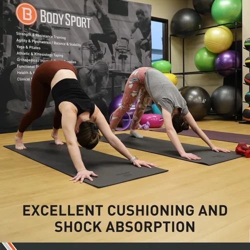 Vista 4 de Body Sport Esterilla de yoga, superficie antideslizante de alta densidad con absorción de golpes, ideal para yoga, pilates y entrenamientos en casa