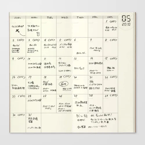 Vista 2 de 1 x Cuaderno para Viajeros Midori (Recarga 017) Diario Mensual