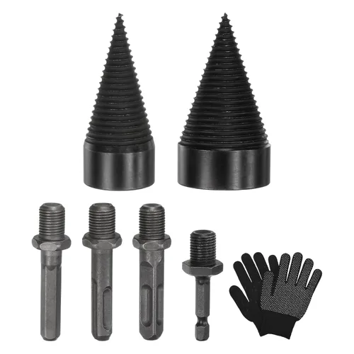 Vista 20 de M METERXITY Paquete de 1 broca divisora de madera de 1.260 in + 4 asas (cuadrada+redonda+vástago hexagonal+hexagonal pequeño) broca divisor de leña