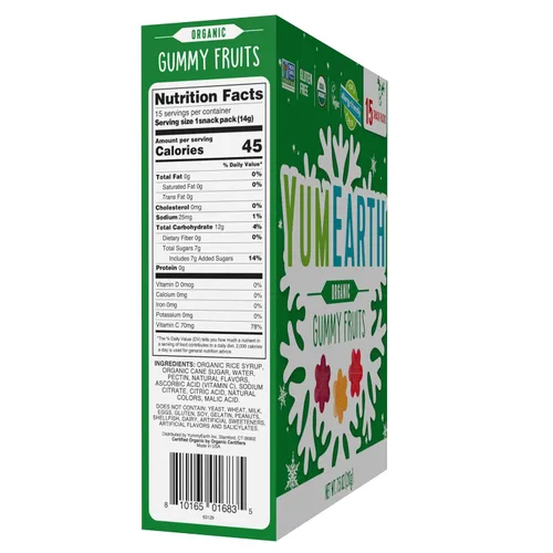 Vista 2 de YumEarth - Paletas de gomitas orgánicas festivas 15 unidades Caja amigable para alérgicos, sin colorantes, sin gluten, sin transgénicos Gomitas