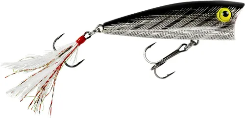 Vista 2 de Rebel Señuelo de pesca Pop-R con plumas Topwater Popper Plateado negro