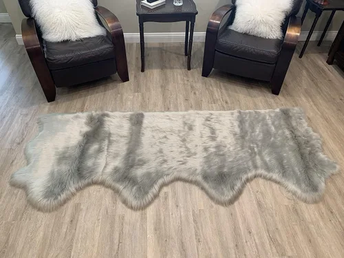 Vista 27 de LAMBZY Alfombra de pelo de oveja sintética, hipoalergénica, súper suave, sedosa para sala de estar, habitación de los niños, sofá