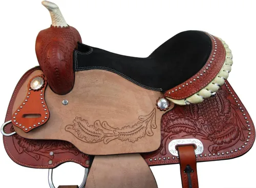 Vista 3 de Western Saddle Barril Racing Caballo Placer Trail Floral Herramientas Rodeo Cowboy Tack Set 15 16 17 18