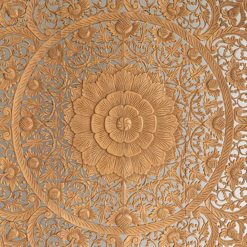Vista 4 de Cabecera balinesa grande tamaño King hecha a mano, paneles de arte para colgar en la pared, decoración del hogar, vida costera, Tailandia, 72