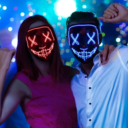 Vista 6 de Sago Brothers Halloween Mask LED Light up Purge Mask Purge Mask CostumeHalloween Masks costume for Men Women Kids