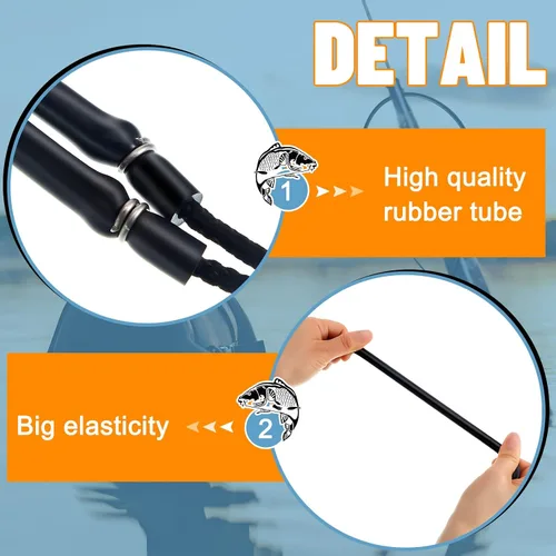Vista 5 de Riakrum 3 Pcs Pole Spear Sling Rubber Speargun Bands Ice Fishing Ice Spearing Equipment for Harpoon Spearfishing Diving, 28 Inch Long
