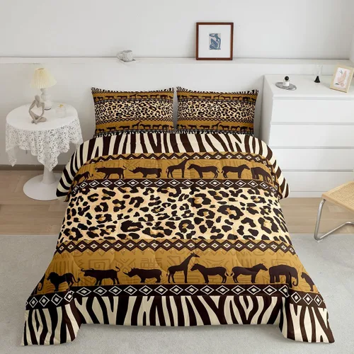 Vista 10 de Erosebridal Juego de edredón con estampado de leopardo, juego de ropa de cama con estampado de guepardo, juego de ropa de cama y colecciones