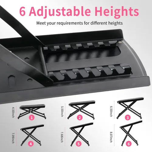 Vista 2 de Reposapiés de pedicura, soporte antideslizante ajustable de 6 alturas para pedicuras fáciles en casa, taburete plegable