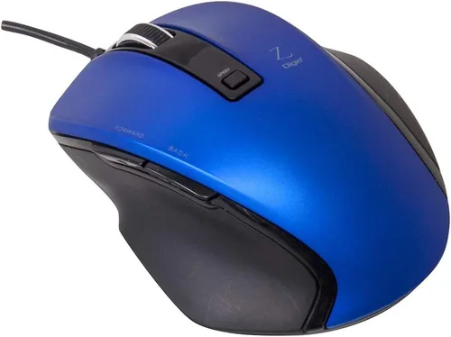 Vista 10 de ナカバヤシ(Nakabayashi) Digio2 Z8345 Ultimate Shape Wired Mouse, 5 Buttons, Blue LED, Medium, Blue