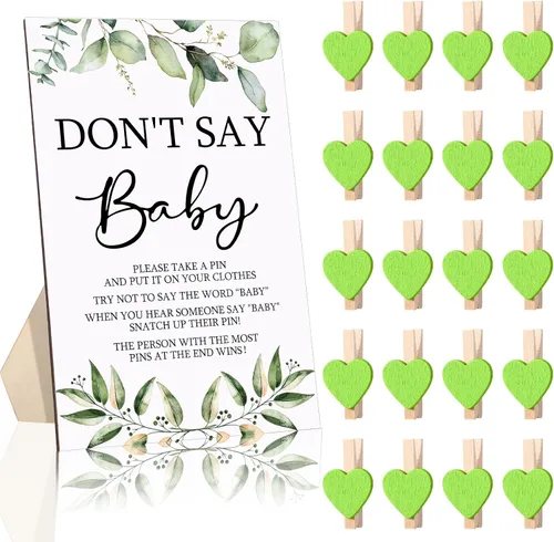 Vista 18 de Unittype 51 Piezas No Digas Bebé Juego de Baby Shower Regalos Incluye Letrero de Baby Shower Tema Abeja y 50 Mini Pinzas de Ropa de Abeja para Niños