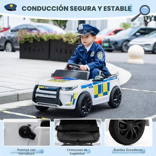 Vista 4 de TOBBI Coche eléctrico de policía para que los niños conduzcan con control