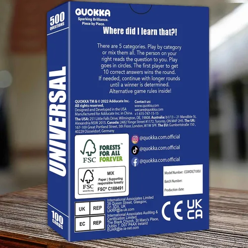 Vista 8 de QUOKKA Juegos de Trivia para Adultos con 500 Preguntas - Divertido Juego de Mesa de Trivia para Adolescentes y Familias – Tarjetas de Trivia