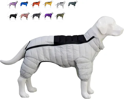 Vista 14 de Suéter para Perro ArmyGreen, Resistente al Viento, Reflectante - Chaqueta de Invierno Dirigible para S, M, L - Cremallera, Tallas Ajustables