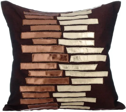 Vista 23 de The HomeCentric Fundas de almohada, fundas de cojín decorativas marrones para sofá de 16 x 16 pulgadas (15.7 x 15.7 in), cojines jacquard, 7. Marrón