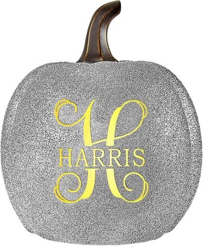 Vista 11 de Let's Make Memories - Calabaza personalizable con luz y apellido familiar e inicial para decoración otoñal de Halloween, para interiores y Naranja