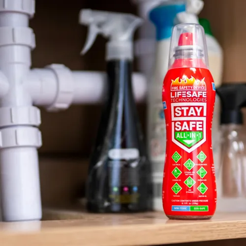 Vista 5 de LifeSafe Technologies StaySafe Extintor de Incendios Portátil Todo en 1, Spray de Incendios Compacto Fácil de Usar en 10 Tipos de Incendios, No