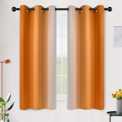 Vista 201 de SimpleHome Cortinas degradadas degradadas para oscurecer la habitación de 36 pulgadas de largo para dormitorio, con ojales y bloqueo de luz Negro