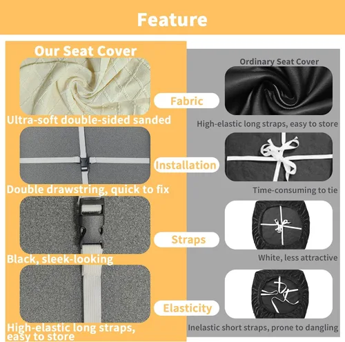 Vista 3 de Gute Fundas de asiento para silla, fundas de asiento para sillas de comedor con lazos, fundas elásticas de jacquard para sillas de comedor y cocina